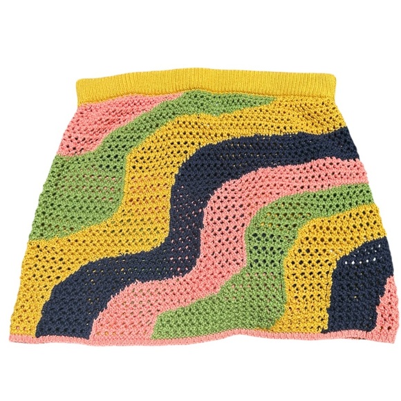 Free People Womens Cotton Wavy Printed Crochet Mini Skirt Multicolor Size M - Picture 3 of 6